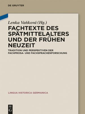 cover image of Fachtexte des Spätmittelalters und der Frühen Neuzeit